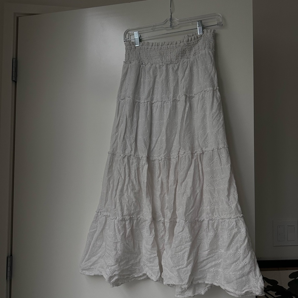 Aeropostale Light Gray Tiered Maxi Skirt